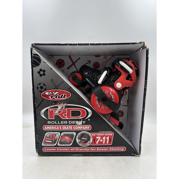 Roller Derby EZ Roll Adjustable Skates Boys Size 7-11 Red Black Comfort Wheels - Picture 1 of 7